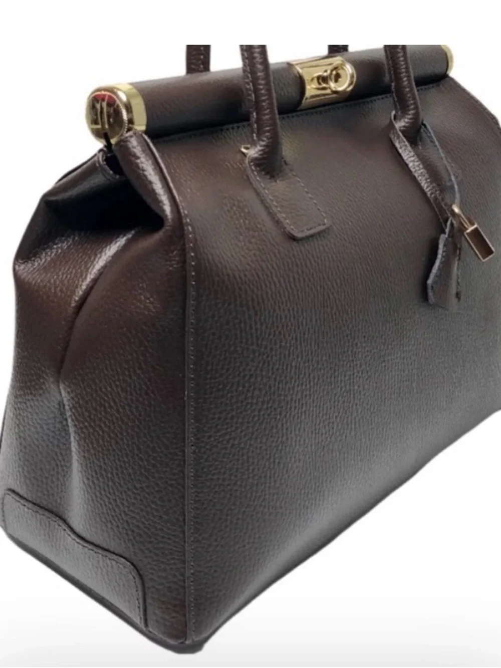 NWOT- Dark Brown Genuine Leather Top Handle Bag - Doubles As A Carryall